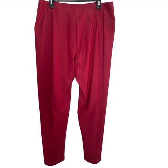 IC by Connie K Women’s Red Tapered Stretch Pull-On Pants 2X Nylon Spandex - Picture 2 of 3